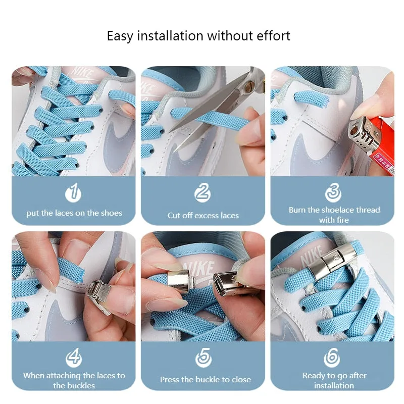 No Tie Shoe Laces Press Lock Shoelaces Without Ties Elastic Laces