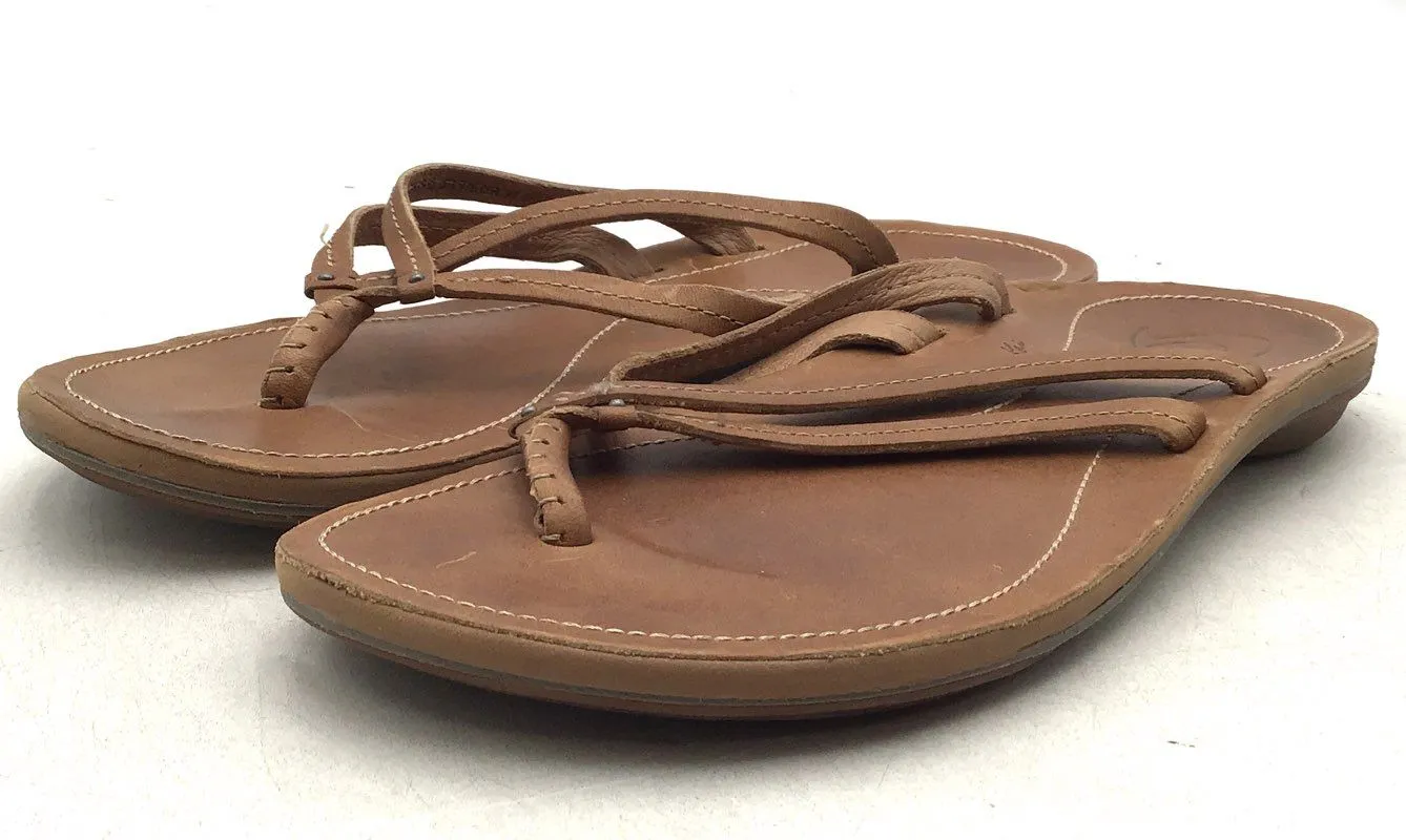 Olukai Women's Brown Casual Slip-On Thong Sandals - Size 7