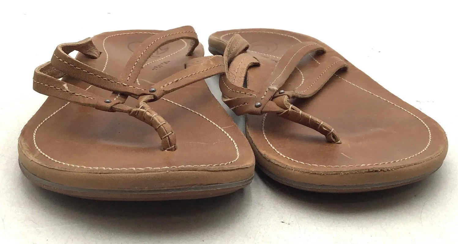 Olukai Women's Brown Casual Slip-On Thong Sandals - Size 7