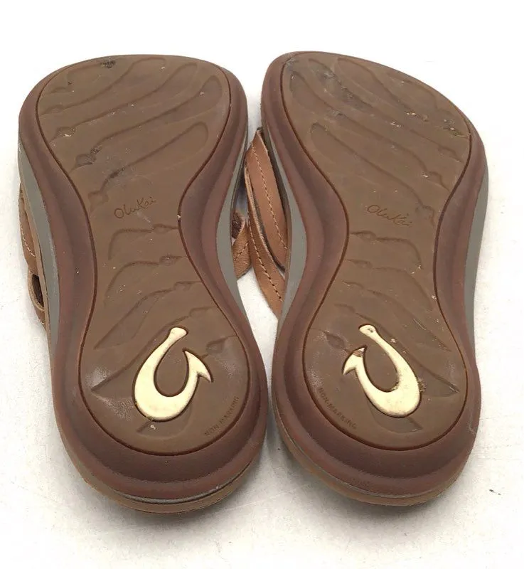 Olukai Women's Brown Casual Slip-On Thong Sandals - Size 7