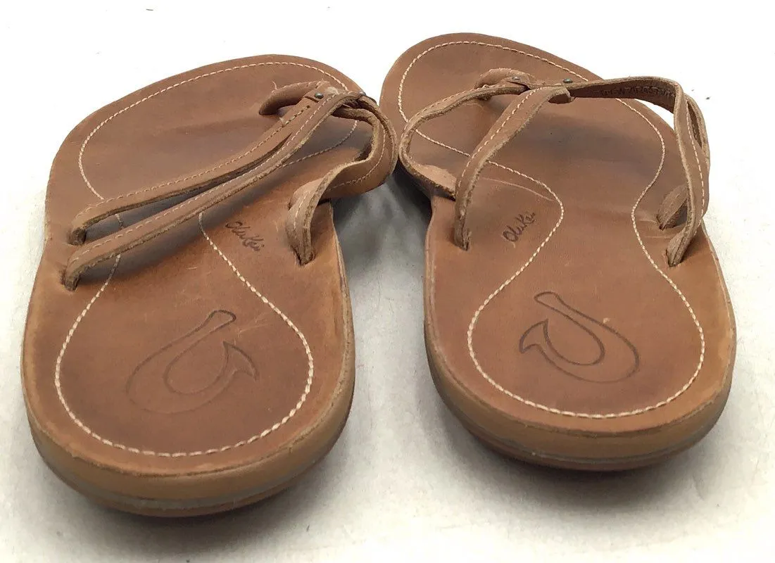Olukai Women's Brown Casual Slip-On Thong Sandals - Size 7