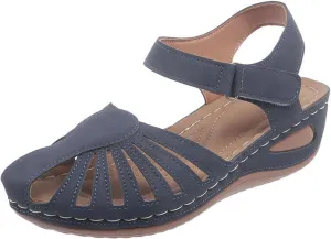 Orthopedic Sandals for Women Closed Toe Comfort Flats Anti Slip Adjustable Walking Casual Sandals