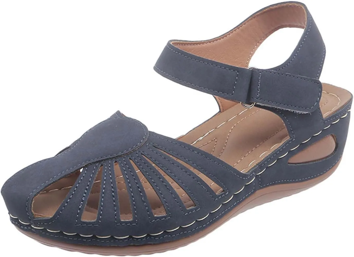 Orthopedic Sandals for Women Closed Toe Comfort Flats Anti Slip Adjustable Walking Casual Sandals