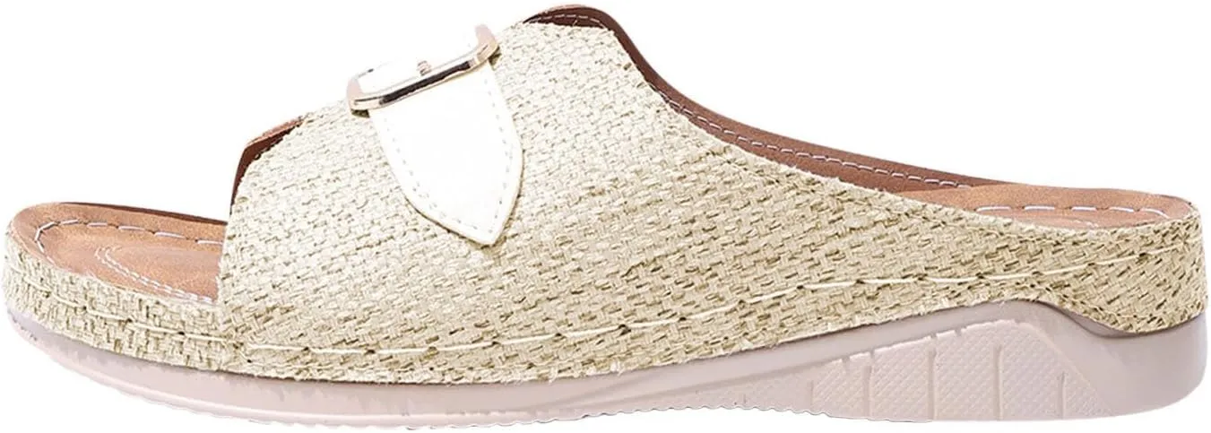 Orthopedic Sandals for Women Comfortable Arch Support Wedge Sandals 2025 Summer Casual Open Toe Slip-On Outdoor Walking Shoes Slippers