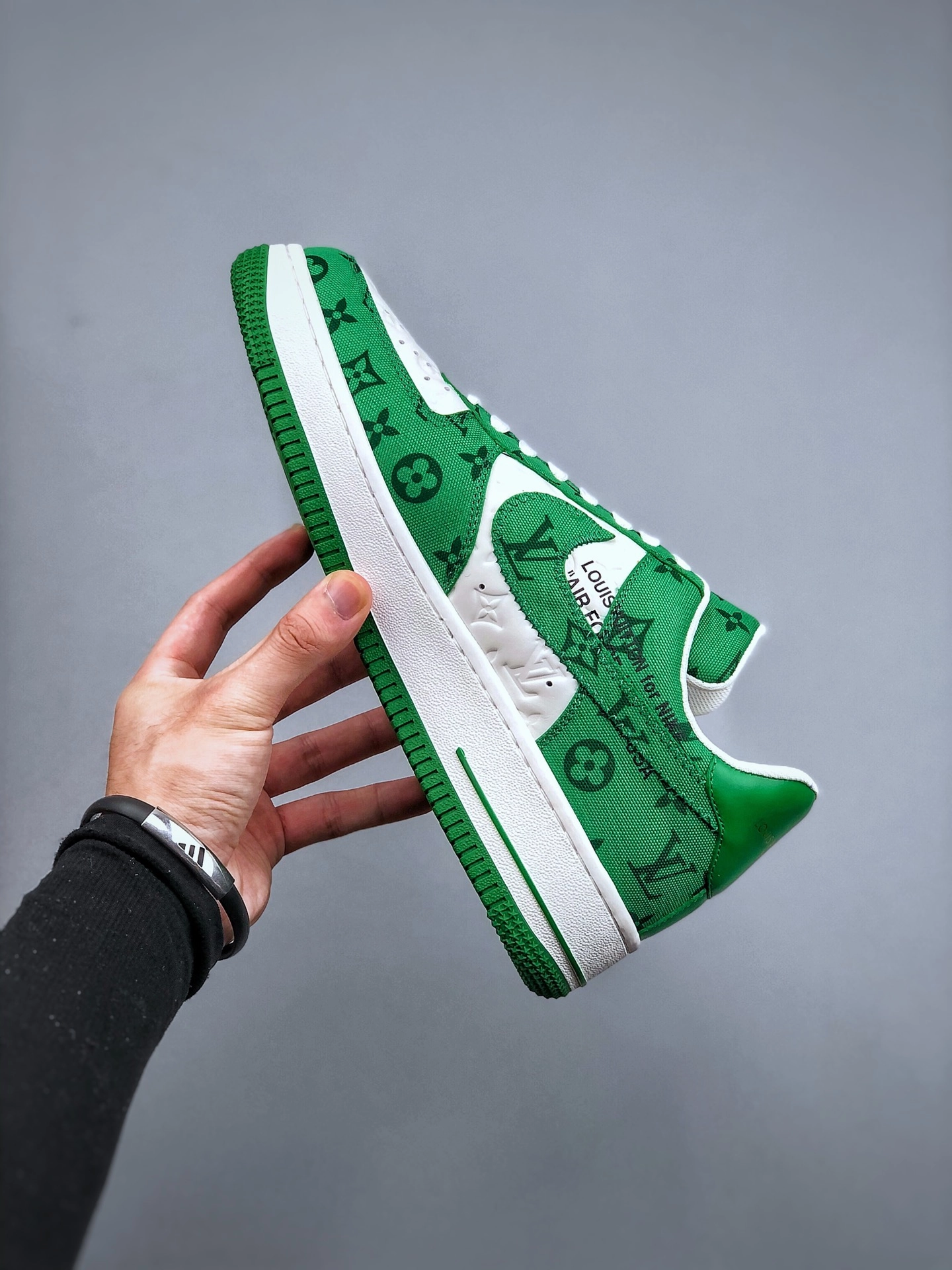 Eco Friendly Production Bounce Walk AF1 x OW by Virgil - Green Customs