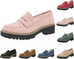 Orthoture-Orthopedic Platform Loafers Womens Round Toe Slip on Loafers Comfort Walking Shoes Lightweight Chunky Heel Loafers