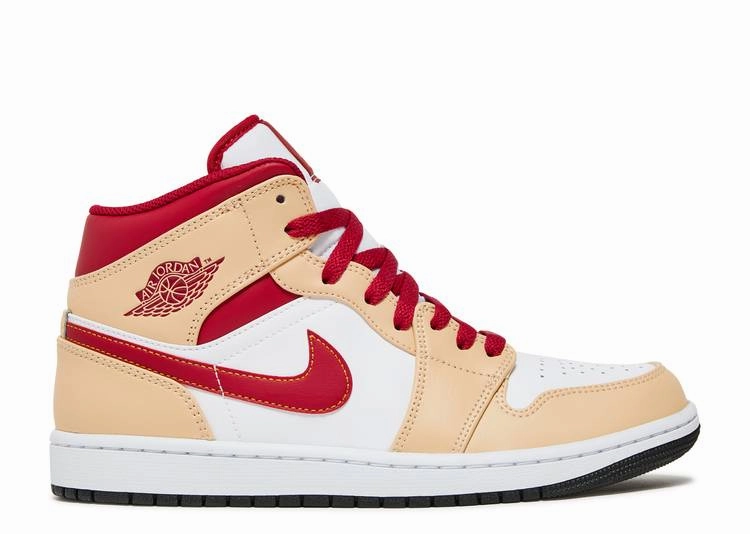Comfort Fit Design Shock Base Jordan 1 Mid Light Curry Cardinal Red