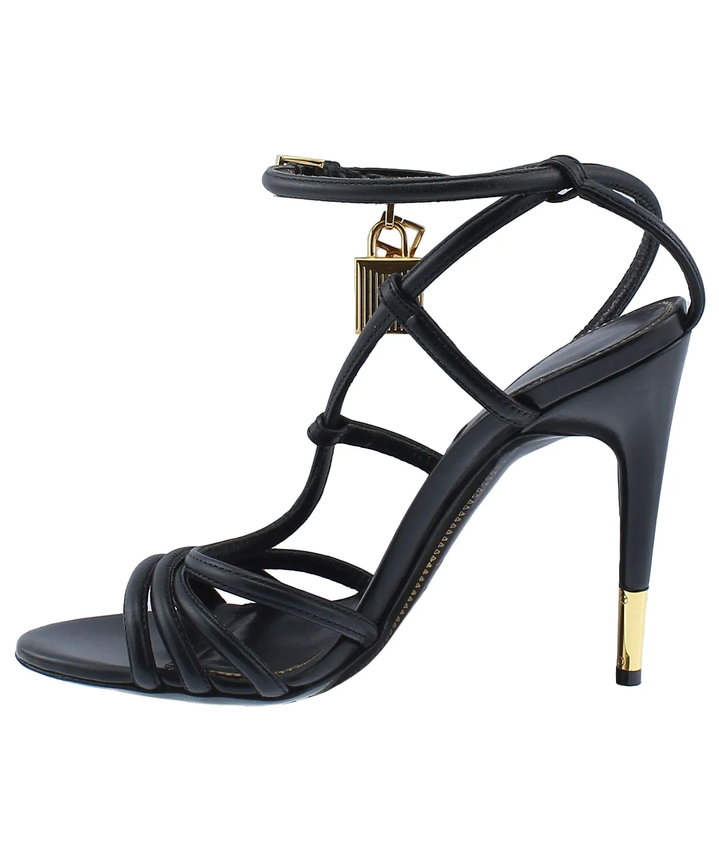 Padlock Charm Ankle Strap Leather Sandals