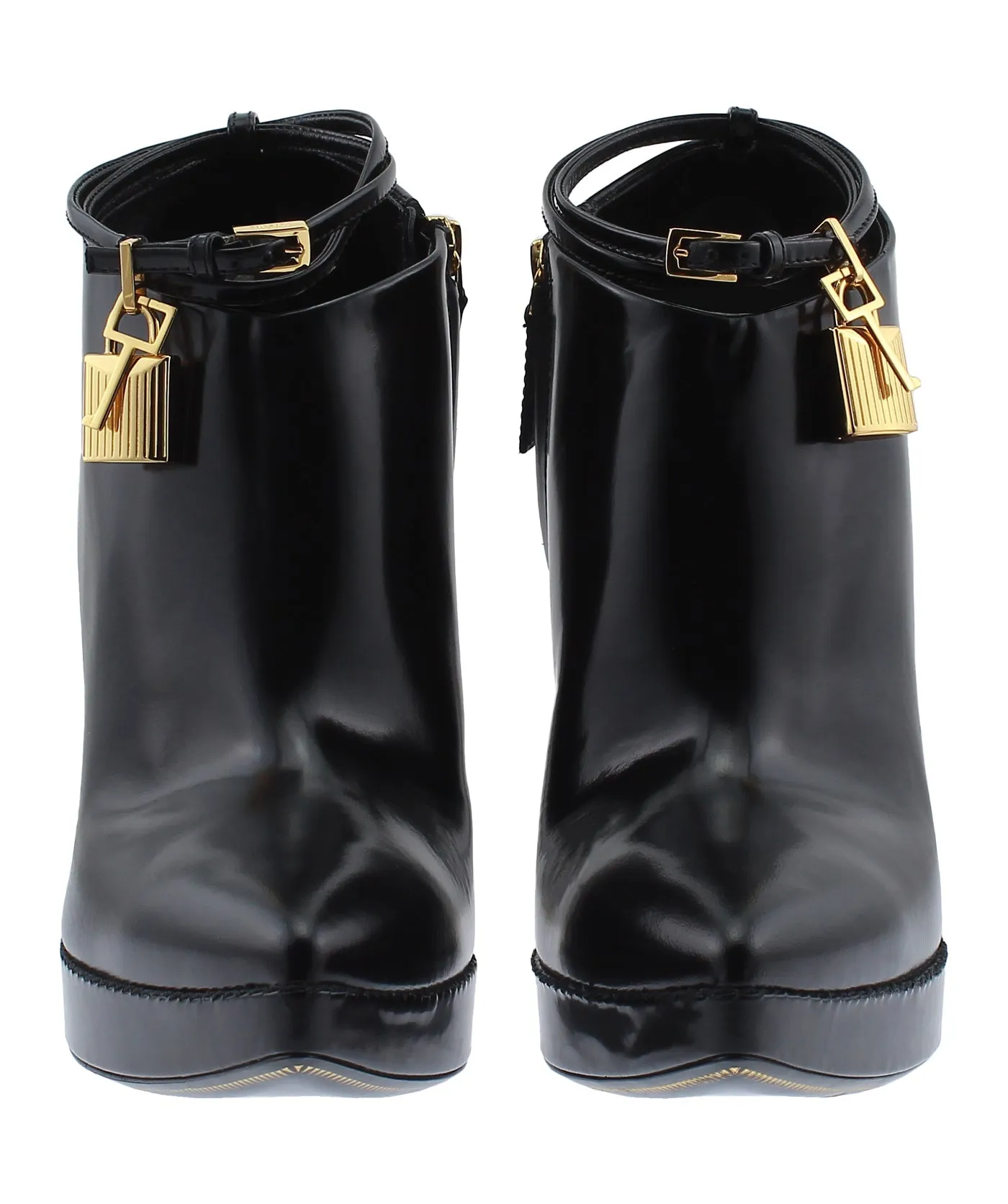 Padlock Charm Stiletto Leather Boots