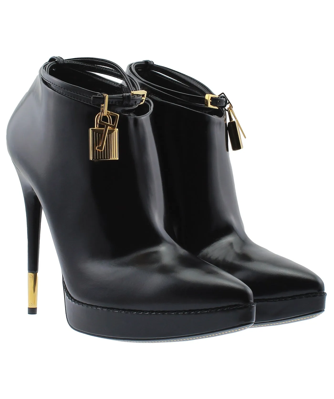 Padlock Charm Stiletto Leather Boots