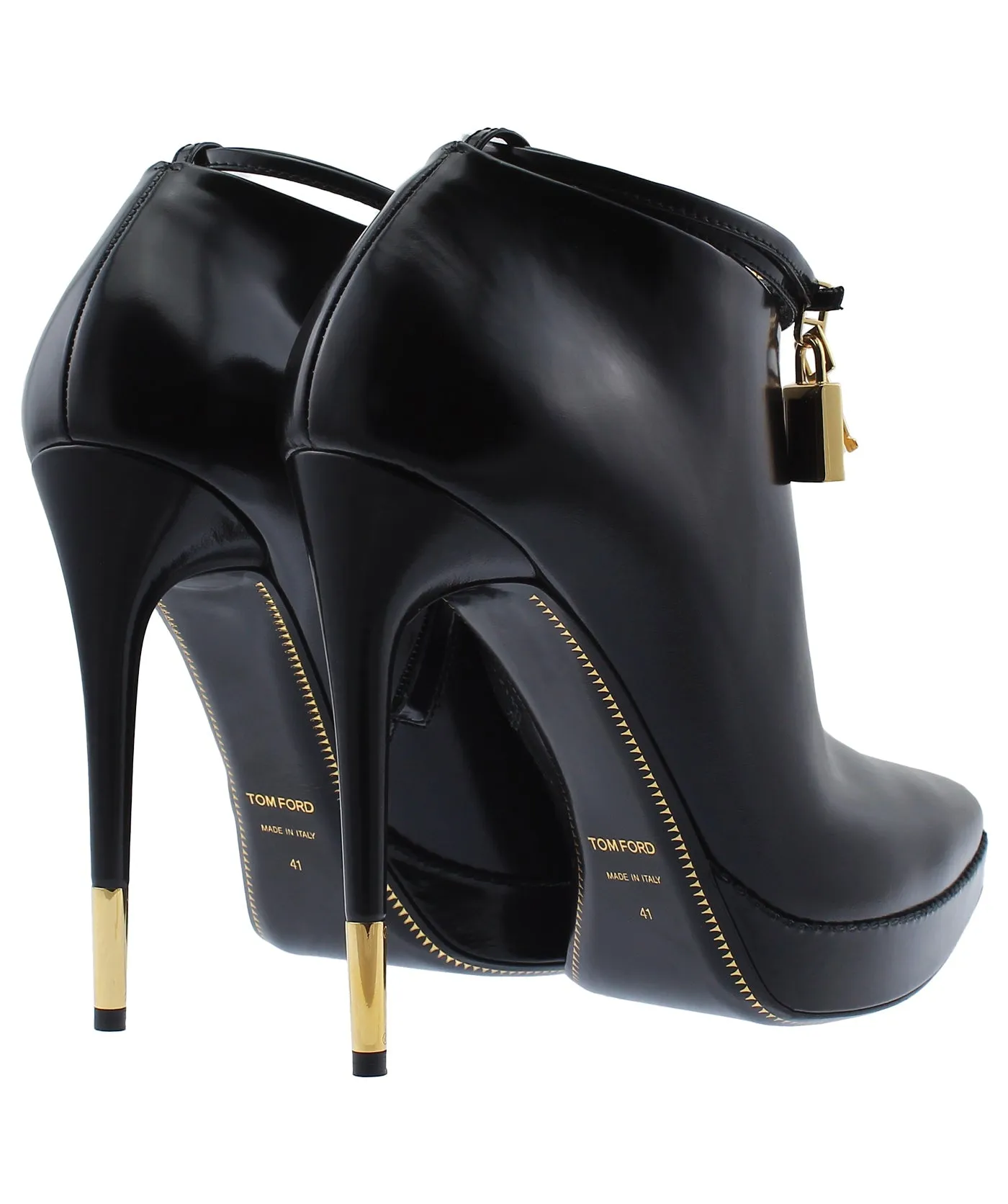 Padlock Charm Stiletto Leather Boots