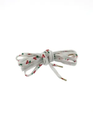 Pair of White Shoelaces with Cherry Print
