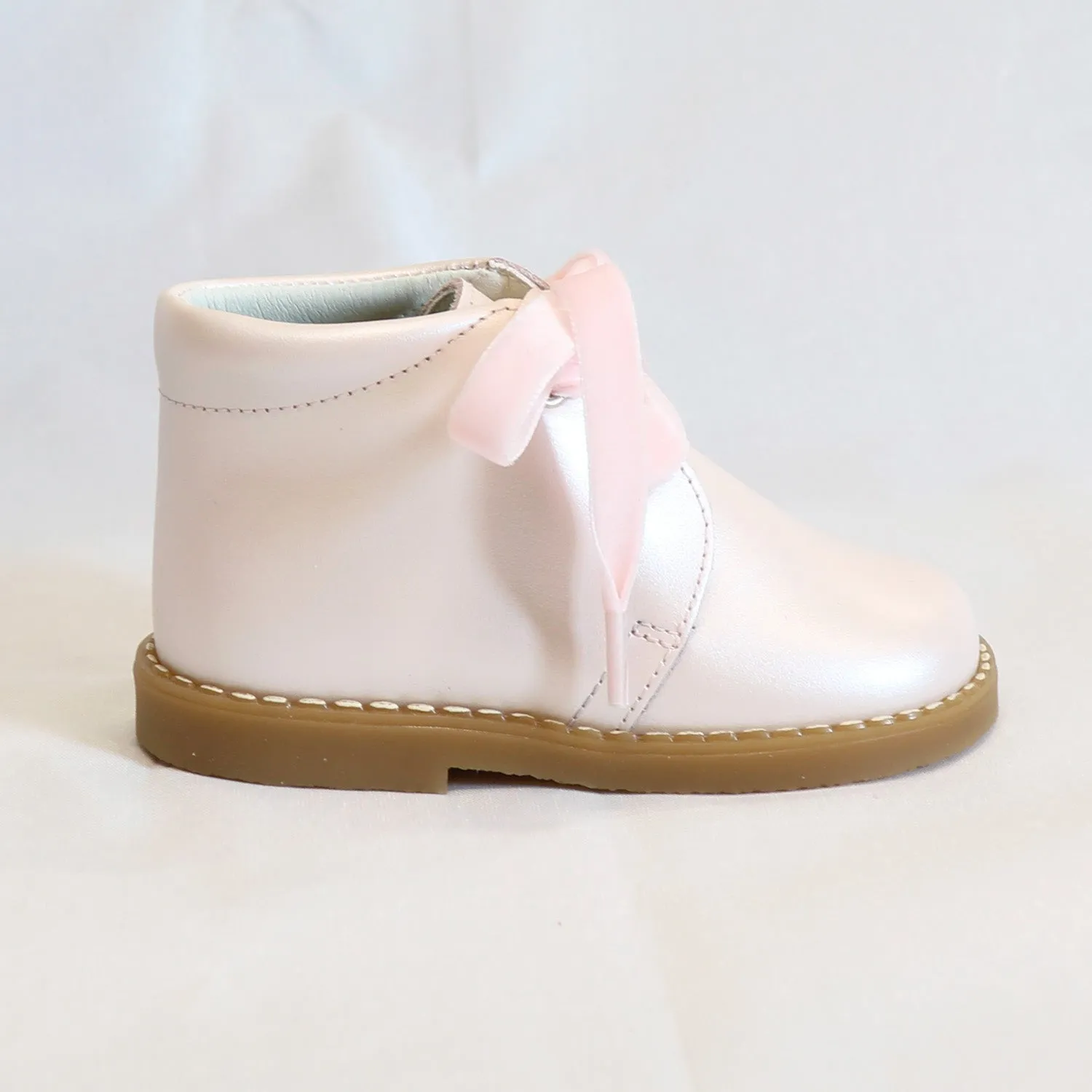 Pearl Pink Velvet Lace Ankle Boot
