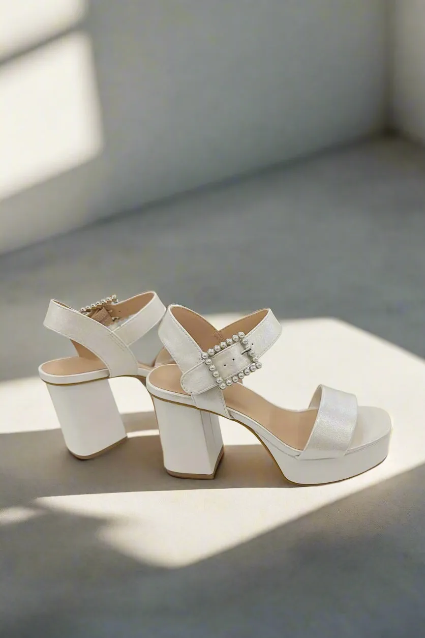 Pearls  Buckle Chunky Heel