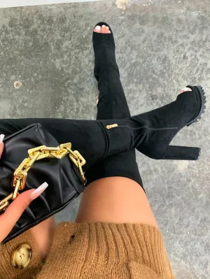 Peep Toe Over The Knee Thigh High Chunky Block Heel Boots For Women Natalie-05 By Pazzle