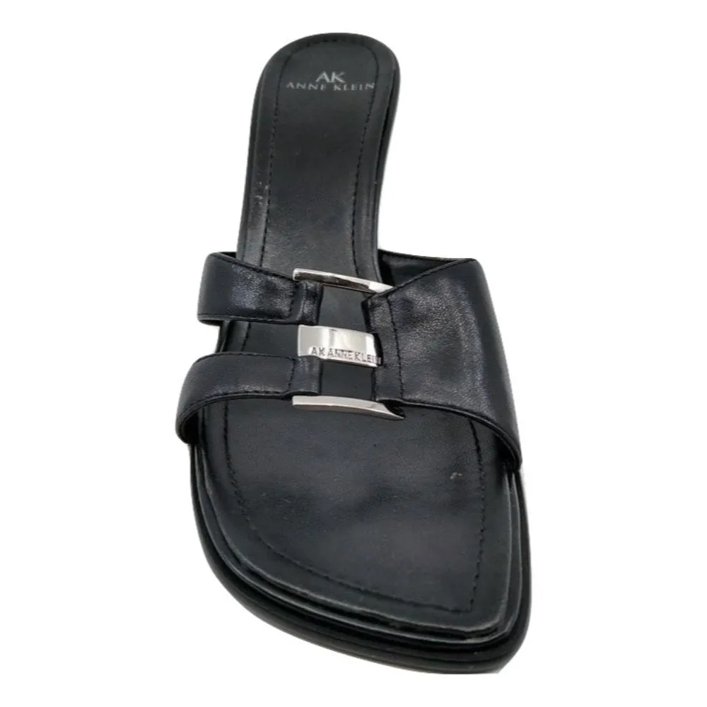 Penne Black Leather Anne Klein Sandal