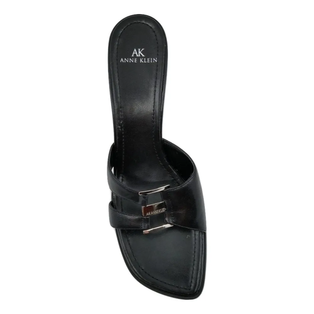 Penne Black Leather Anne Klein Sandal