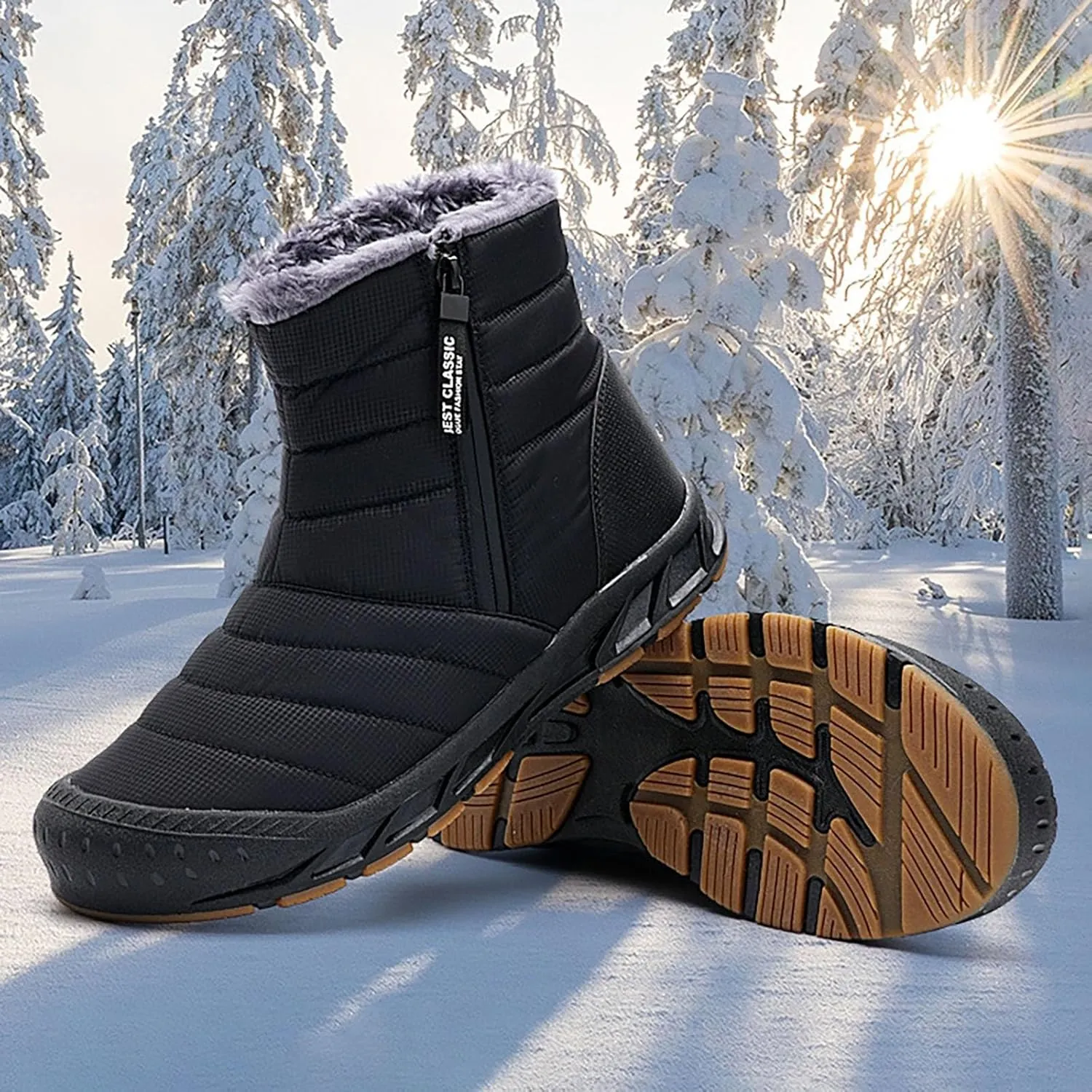 peqiut Womens Snow Boots Winter Snow Shoes Non Slip Leisure Ankle Boots Walking Sports Booties with Arch Support Comfort