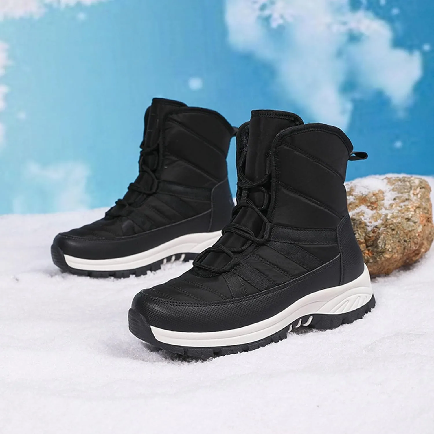 peqiut Womens Snow Boots Winter Snow Shoes Round Toe Non Slip Winter Ankle Boots Fashion Short Outdoor Booties Comfort