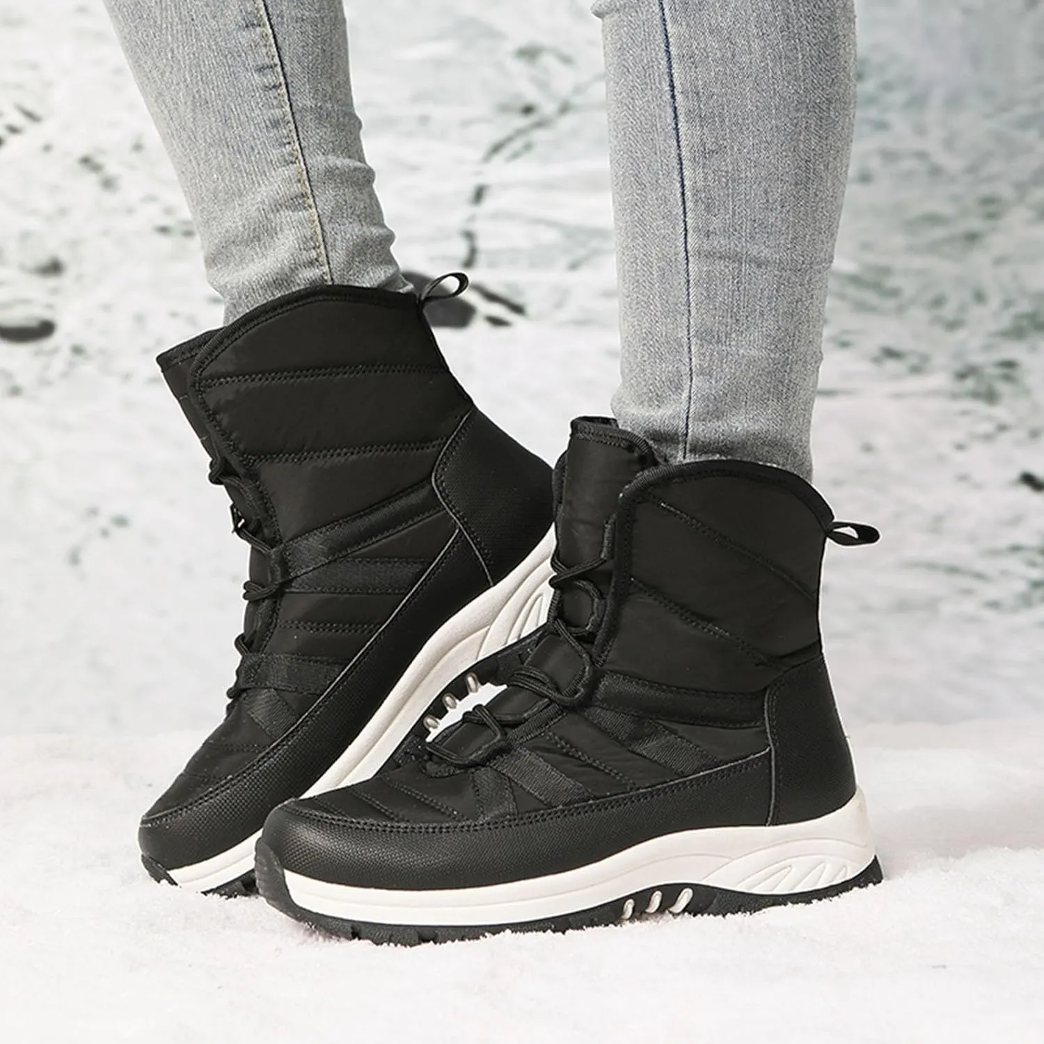 peqiut Womens Snow Boots Winter Snow Shoes Round Toe Non Slip Winter Ankle Boots Fashion Short Outdoor Booties Comfort