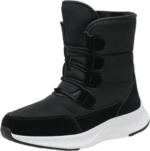 peqiut Womens Snow Boots Winter Snow Shoes Round Toe Solid Color Winter Ankle Boots Non Slip Outdoor Booties Comfort