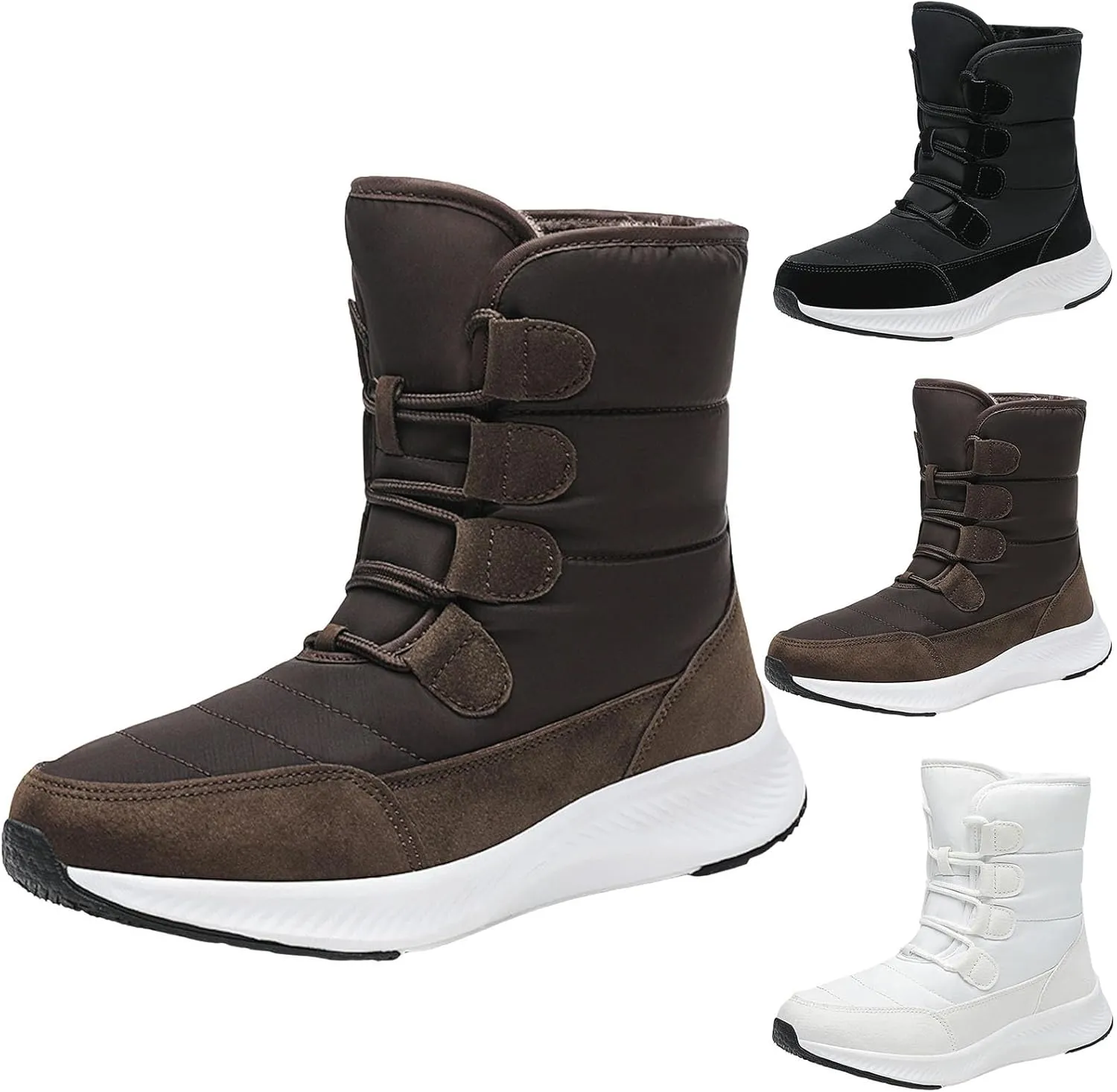 peqiut Womens Snow Boots Winter Snow Shoes Round Toe Solid Color Winter Ankle Boots Non Slip Outdoor Booties Comfort