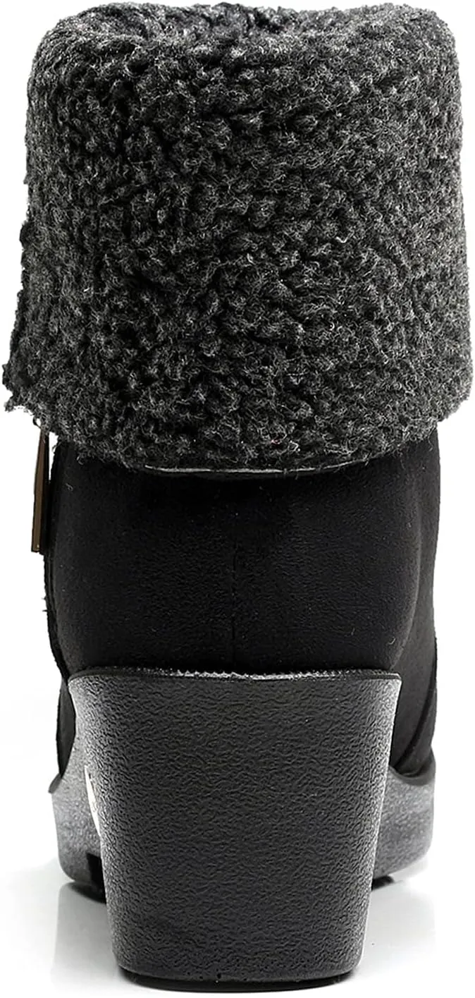 peqiut Womens Snow Boots Winter Snow Shoes Solid Color Round Toe Warm Winter Ankle Boots Non Slip Outdoor Booties Comfort