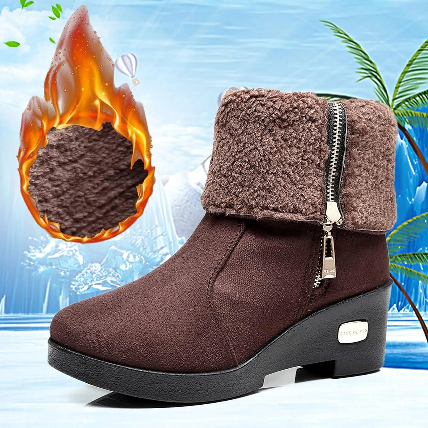 peqiut Womens Snow Boots Winter Snow Shoes Solid Color Round Toe Warm Winter Ankle Boots Non Slip Outdoor Booties Comfort