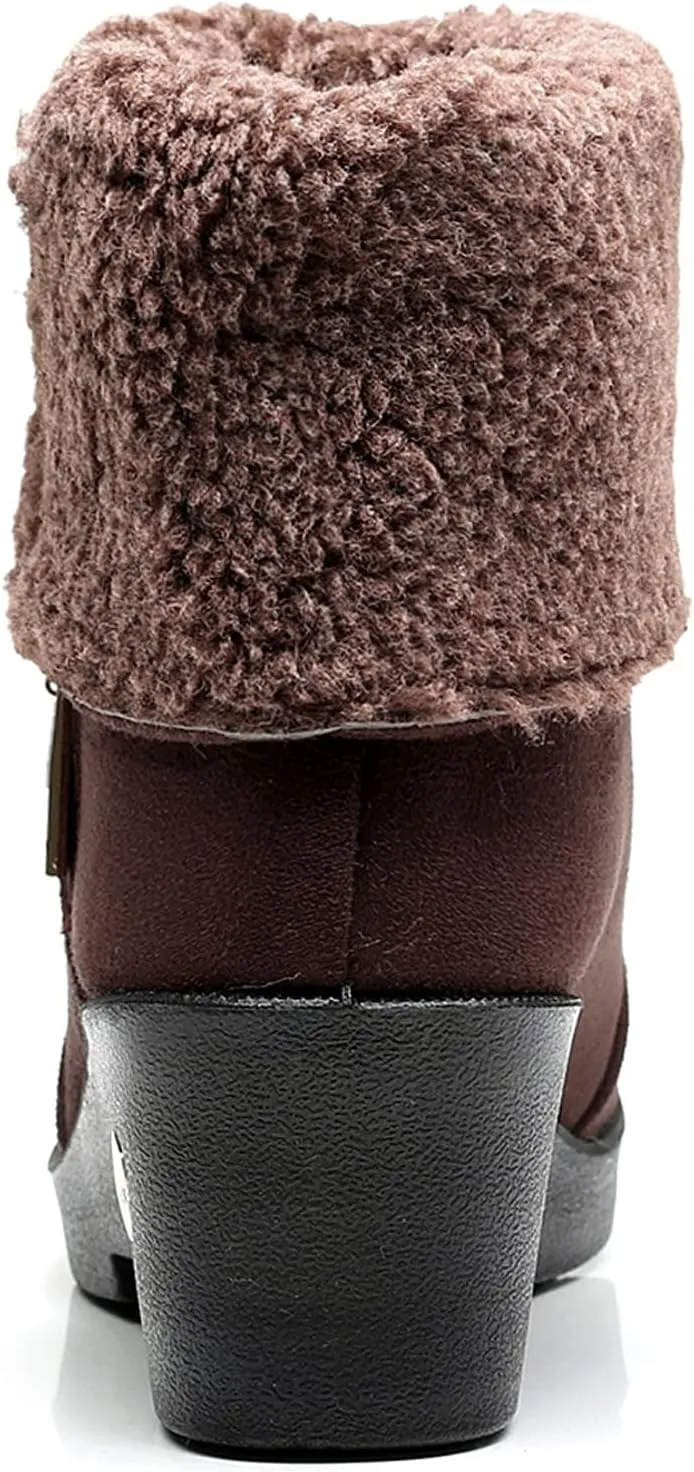 peqiut Womens Snow Boots Winter Snow Shoes Solid Color Round Toe Warm Winter Ankle Boots Non Slip Outdoor Booties Comfort