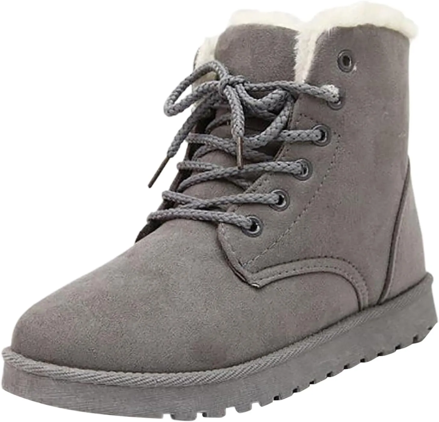 peqiut Womens Snow Boots Winter Snow Shoes Solid Color Wide Width Warm Winter Ankle Boots Lace Up Outdoor Booties Comfort