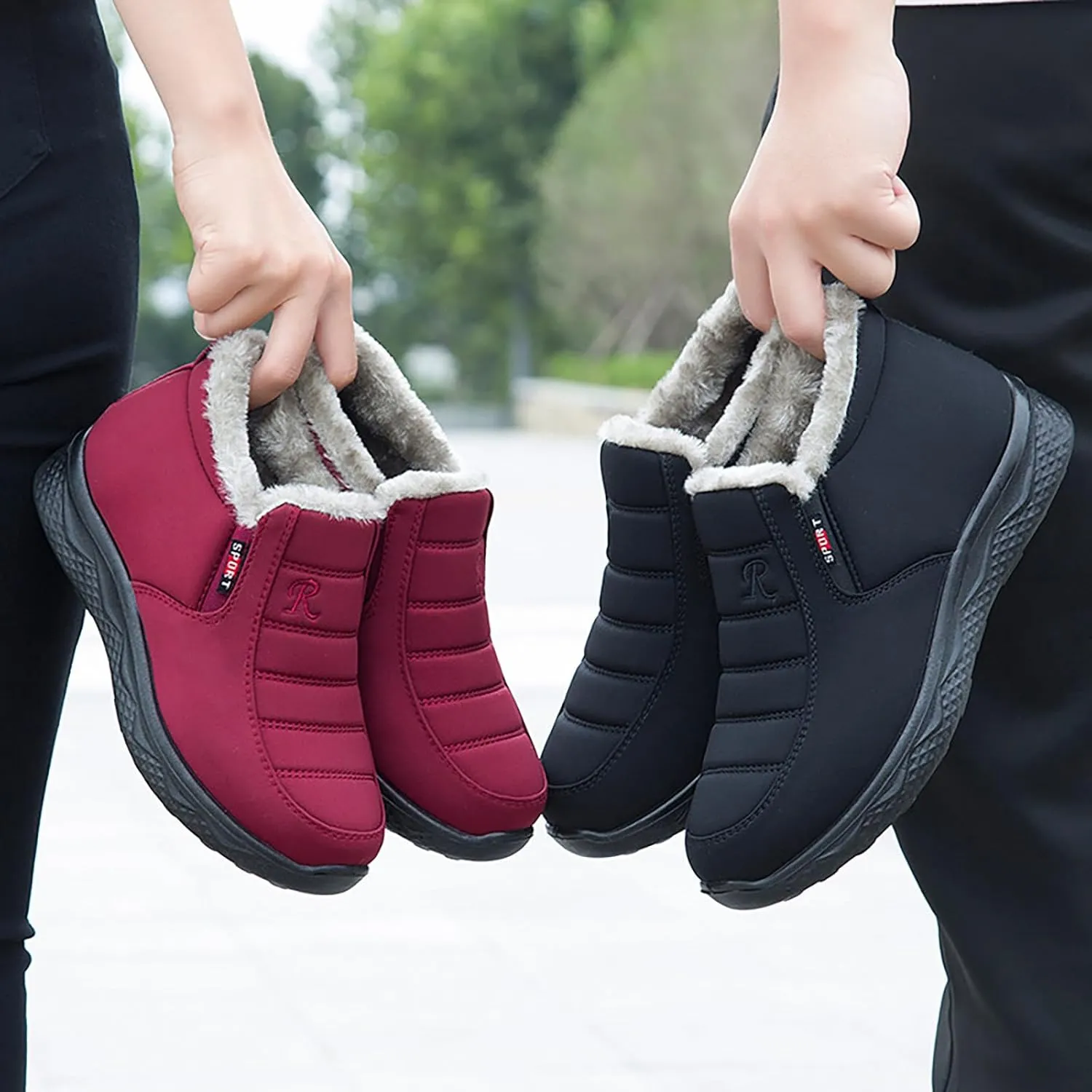 peqiut Womens Snow Boots Winter Snow Shoes Velvet Thickened Cotton Winter Ankle Boots Ladies Lightweight Booties Comfort