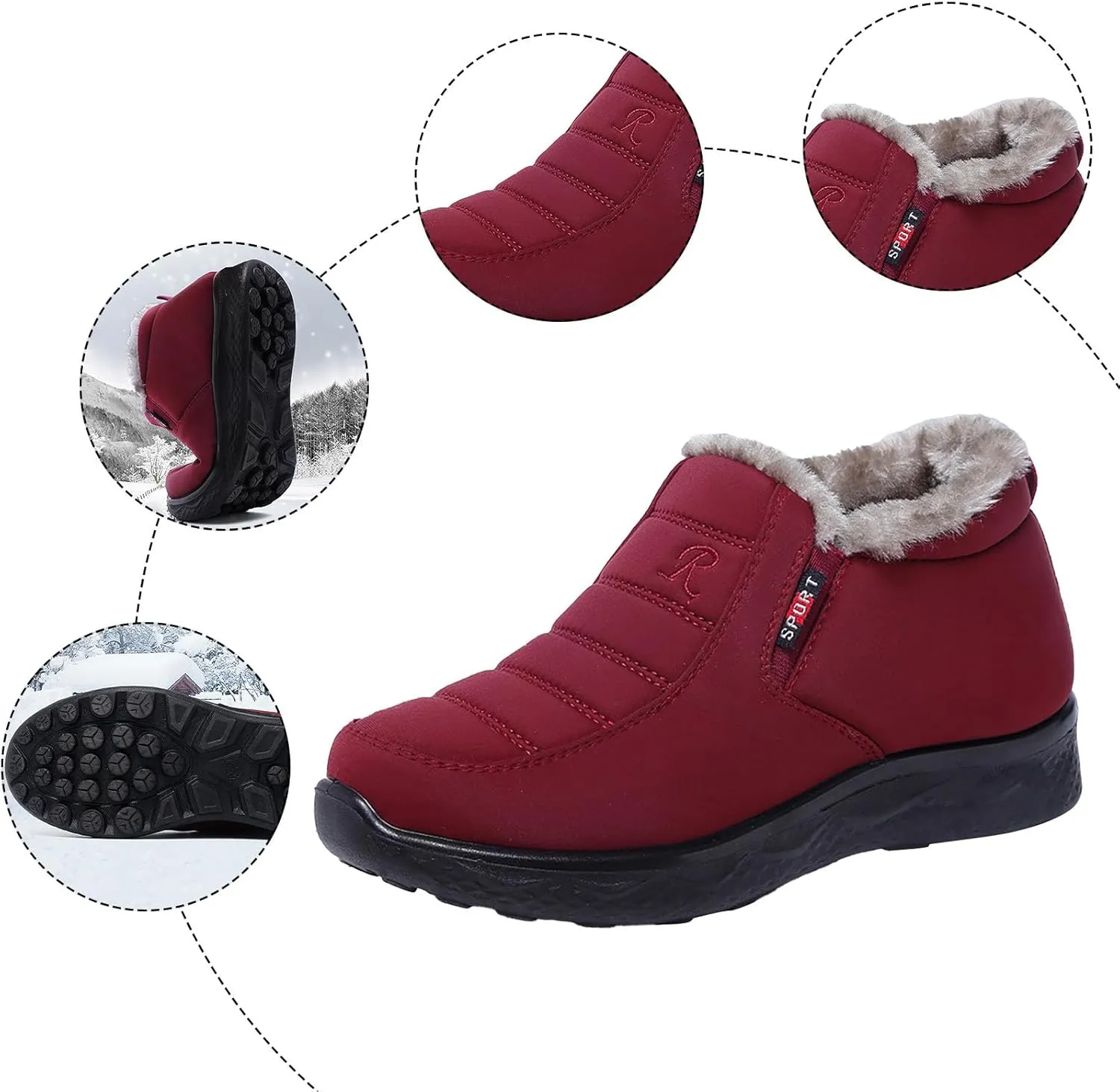peqiut Womens Snow Boots Winter Snow Shoes Velvet Thickened Cotton Winter Ankle Boots Ladies Lightweight Booties Comfort
