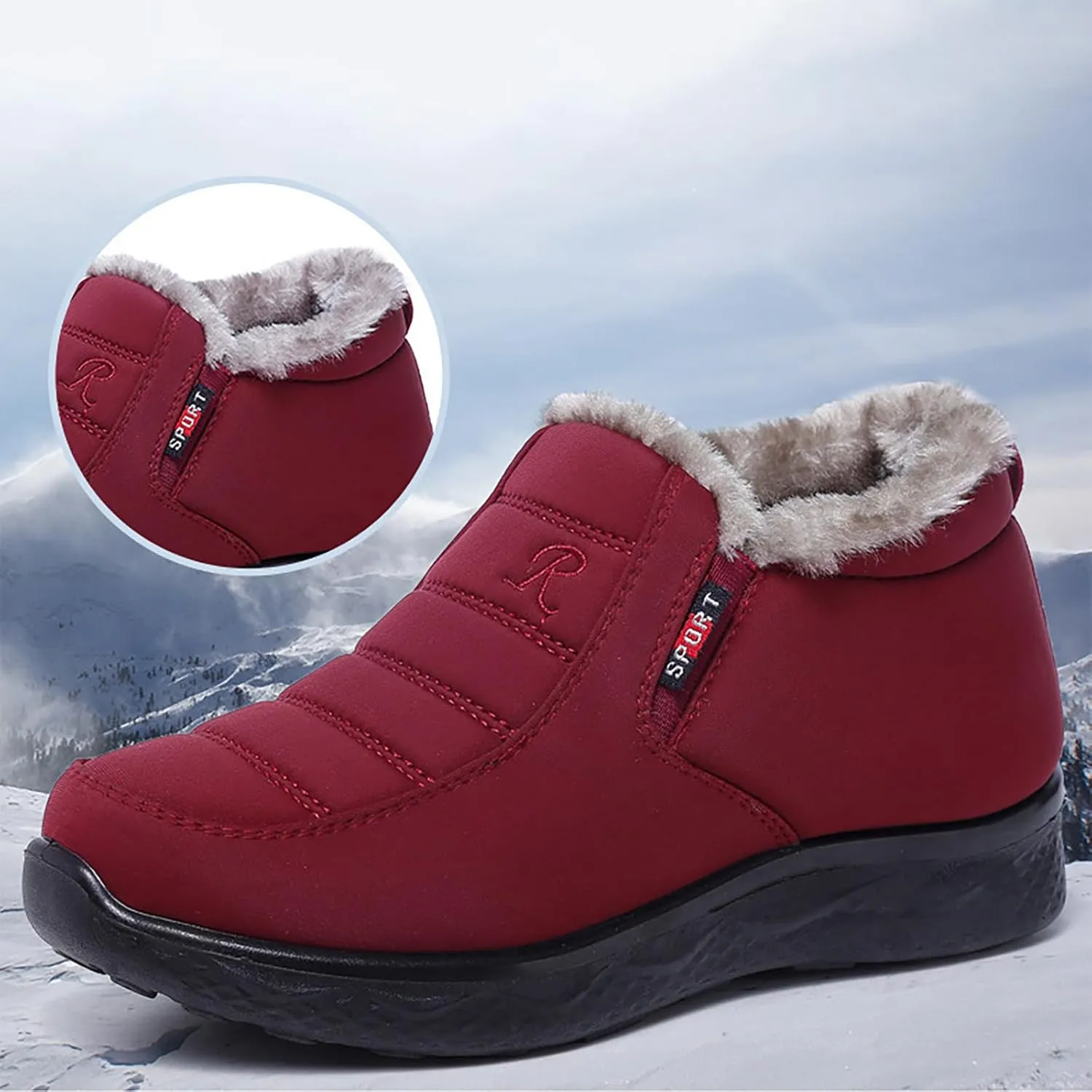 peqiut Womens Snow Boots Winter Snow Shoes Velvet Thickened Cotton Winter Ankle Boots Ladies Lightweight Booties Comfort