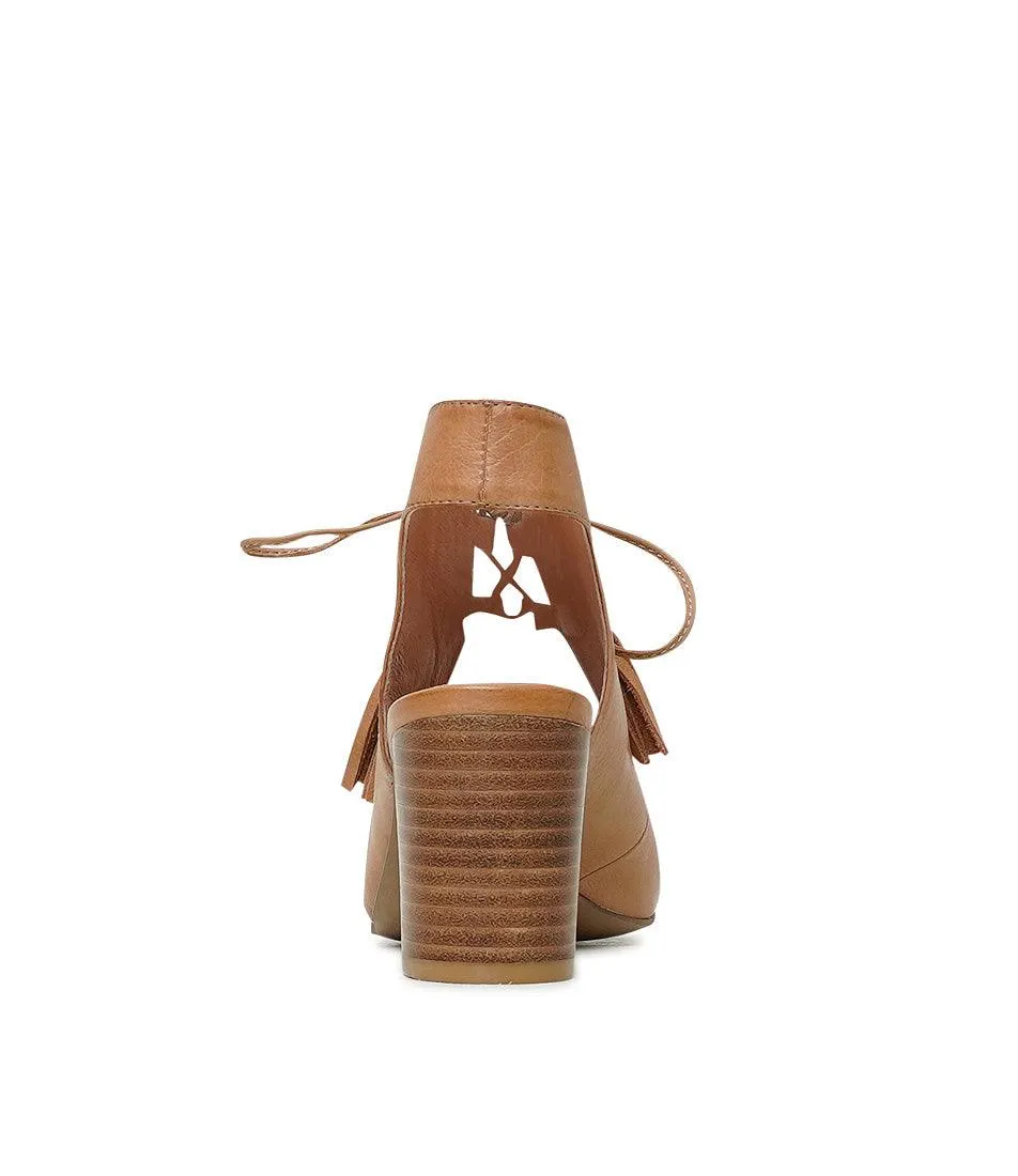 Phenix Dark Tan Leather Heels