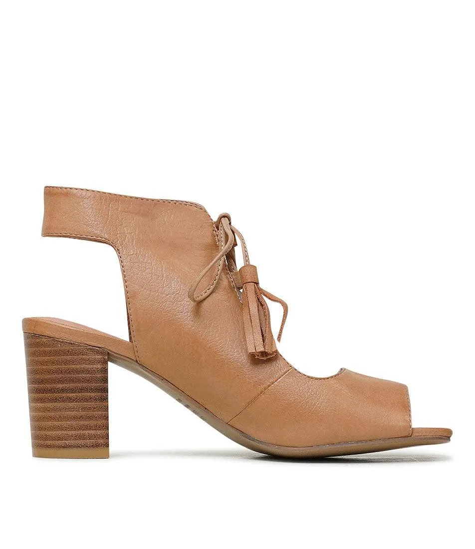 Phenix Dark Tan Leather Heels
