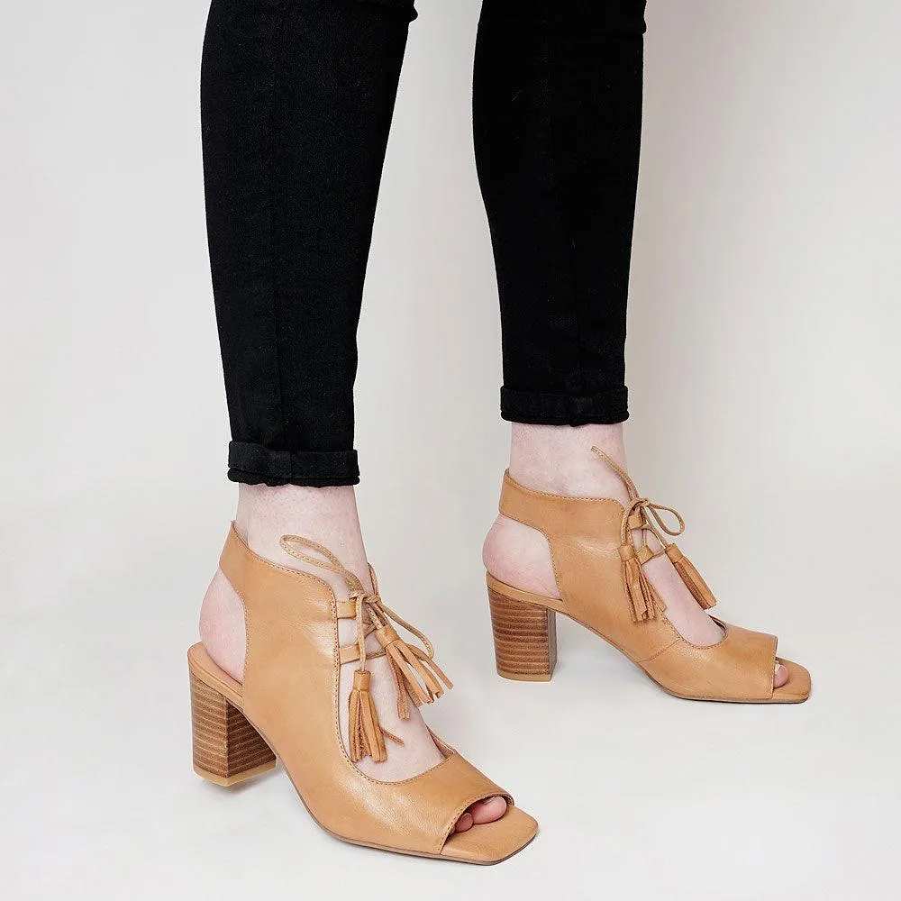 Phenix Dark Tan Leather Heels