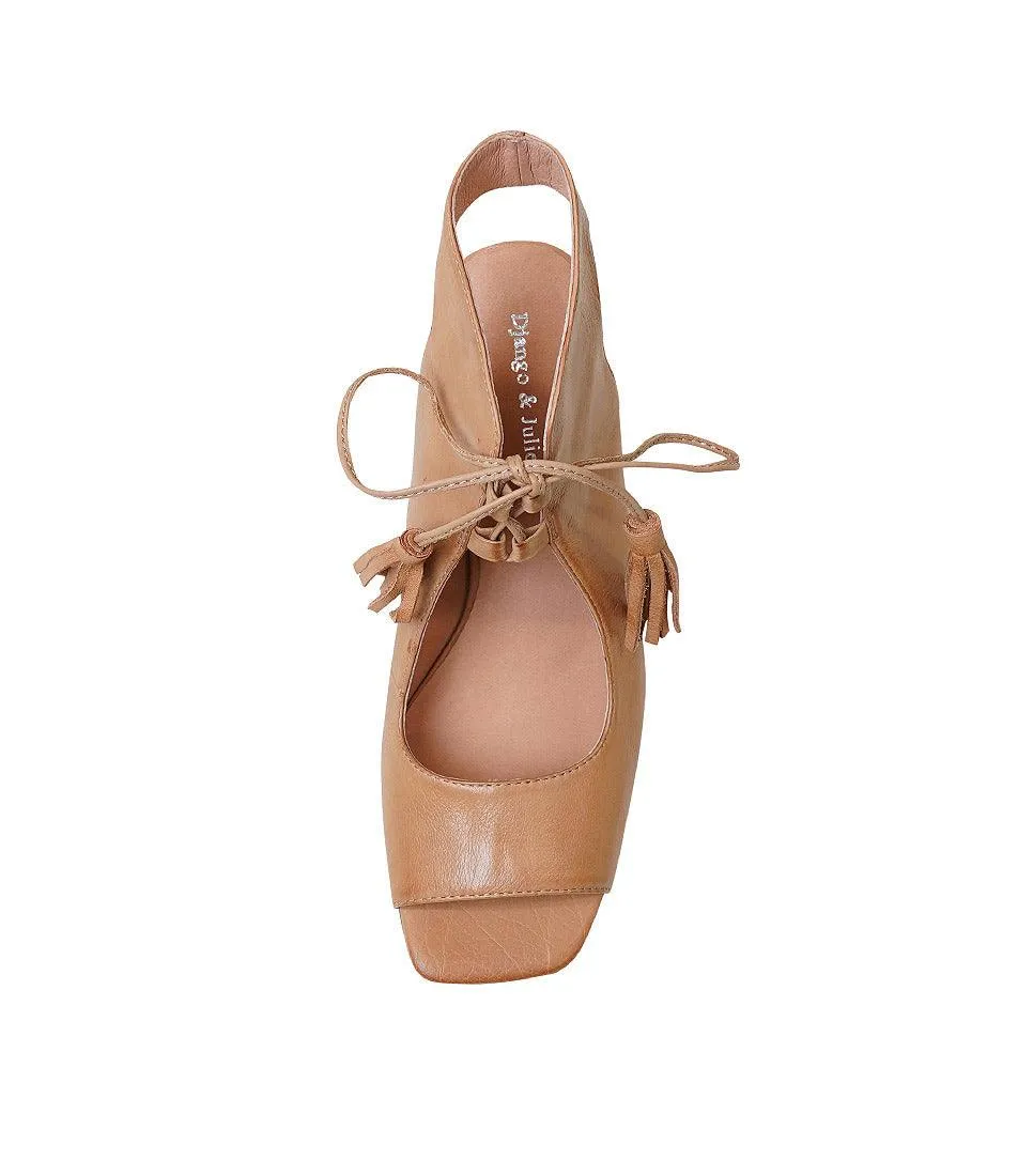 Phenix Dark Tan Leather Heels