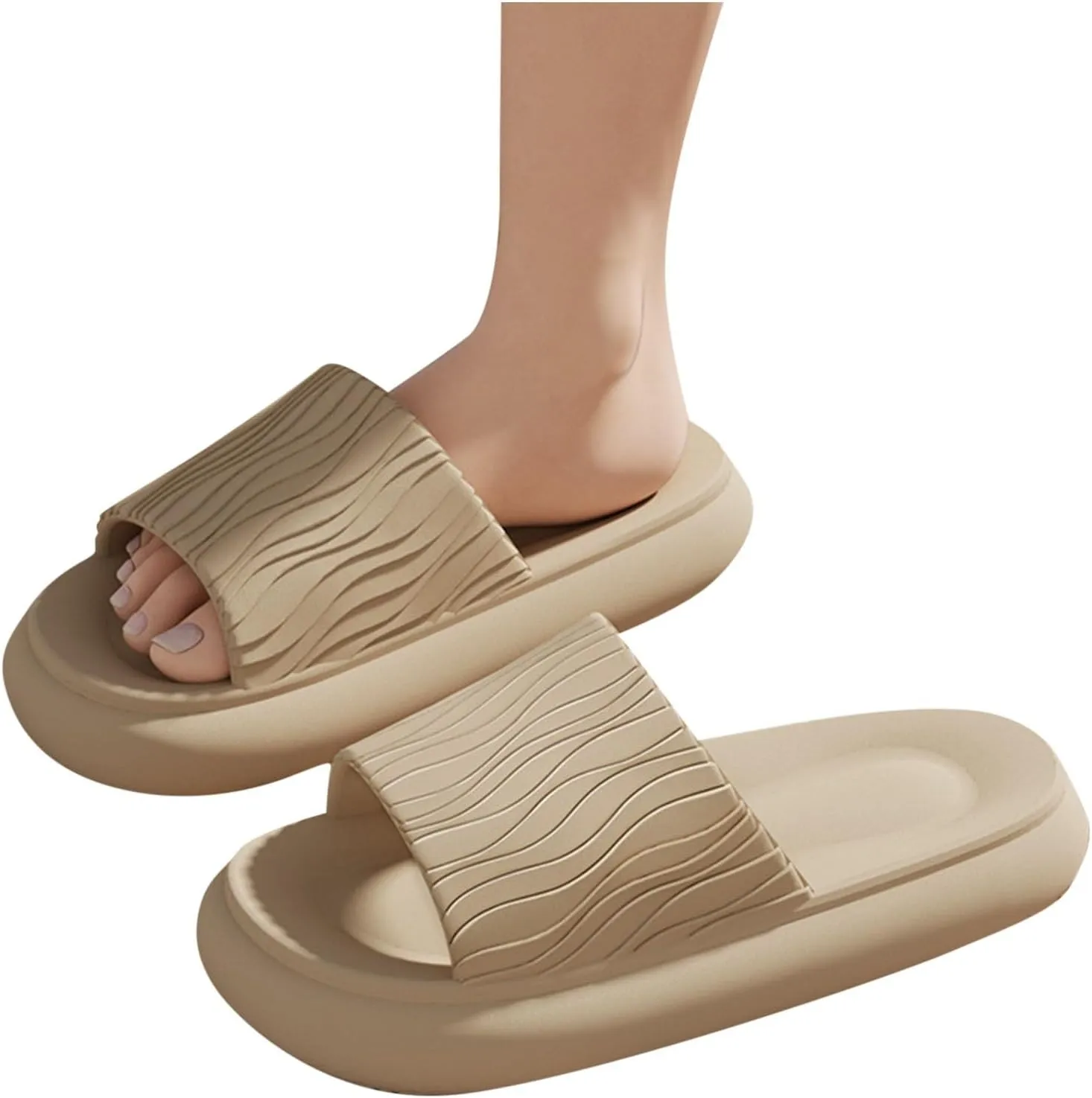 Pillow Slides for Women Men Anti-Slip Open Toe Slippers Unisex Bathroom Shower Pool Slides Sandals Thick Sole 2025