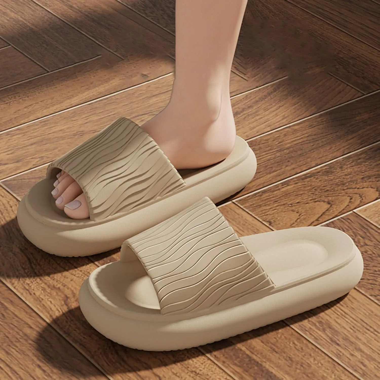 Pillow Slides for Women Men Anti-Slip Open Toe Slippers Unisex Bathroom Shower Pool Slides Sandals Thick Sole 2025