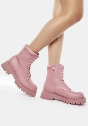 Pink Redoran Padded Combat Boots