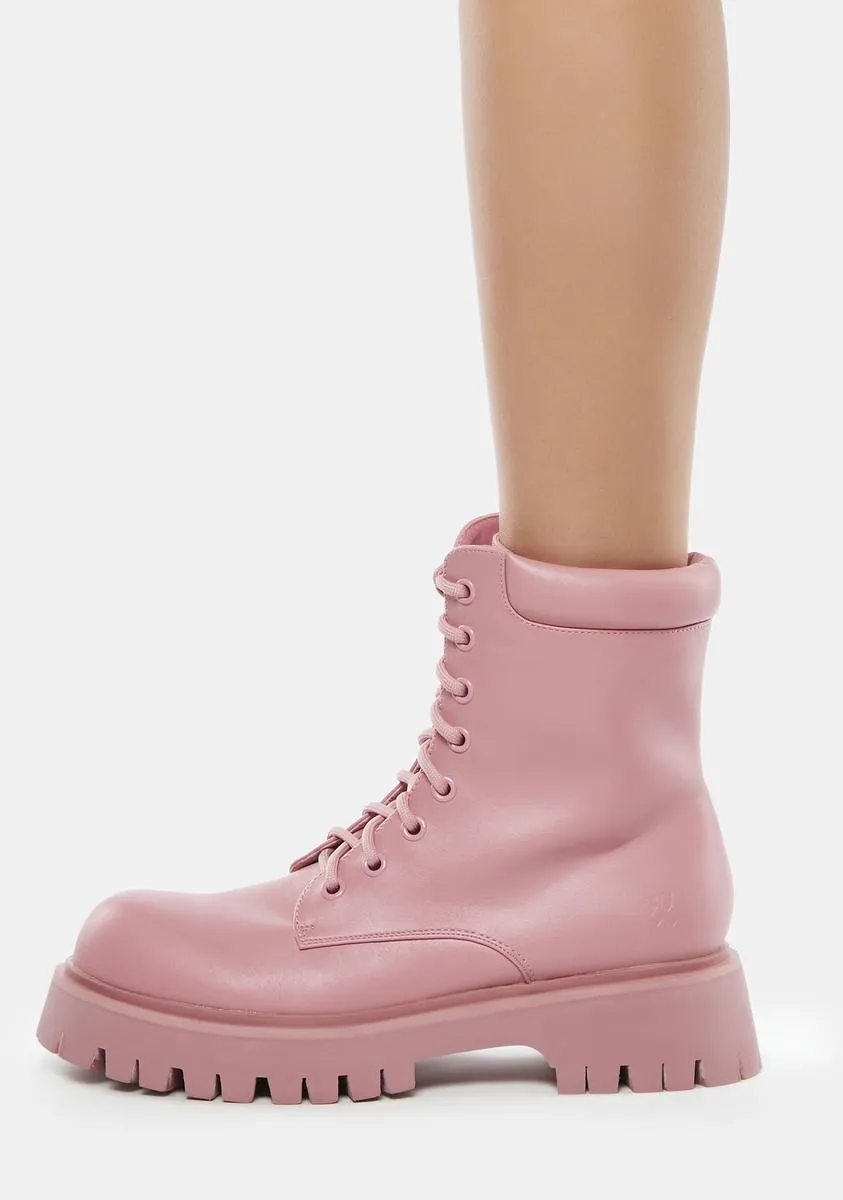 Pink Redoran Padded Combat Boots