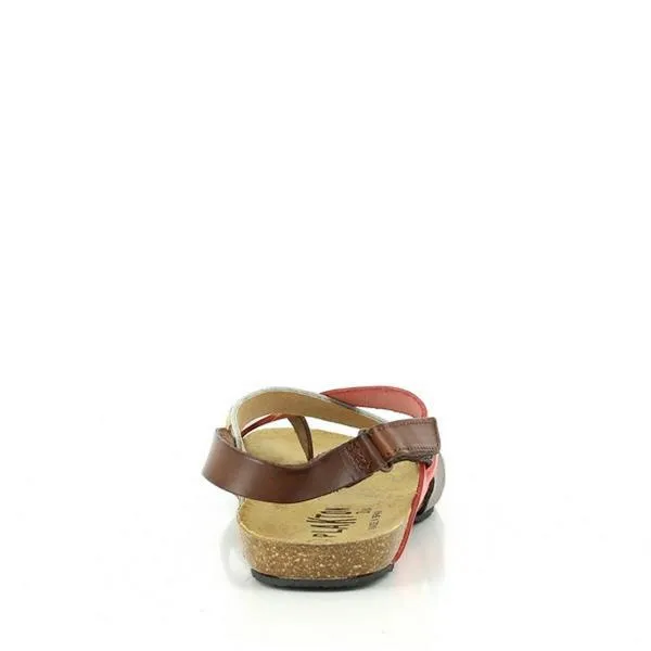 Plakton 575126 Coral, Brown & Leopard Print Thong Sandals