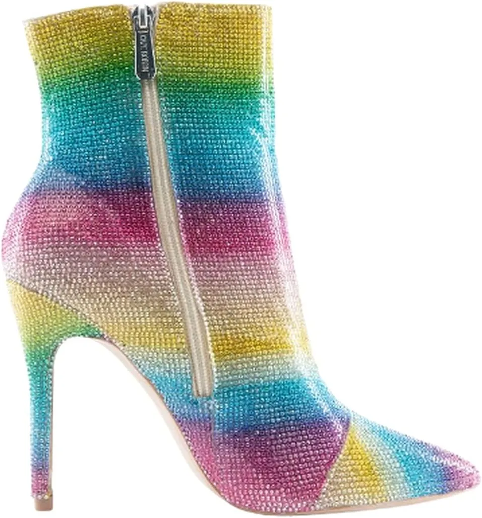 Pointed Toe Ankle Boots High Heels Rhinestones