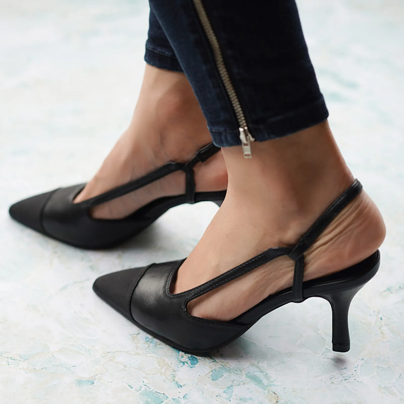 Pointed Toe Slingback Pumps (Helen)