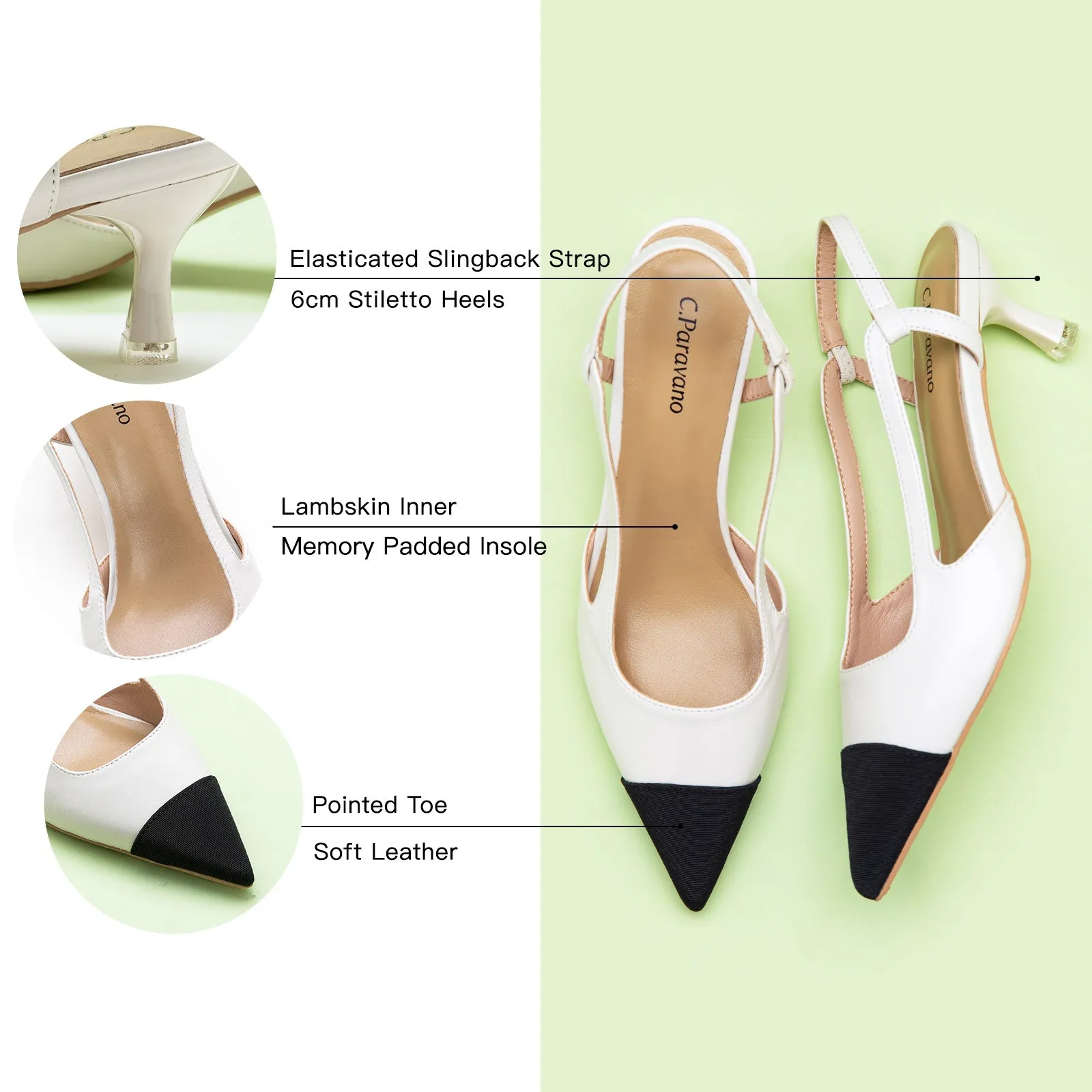 Pointed Toe Slingback Pumps (Helen)