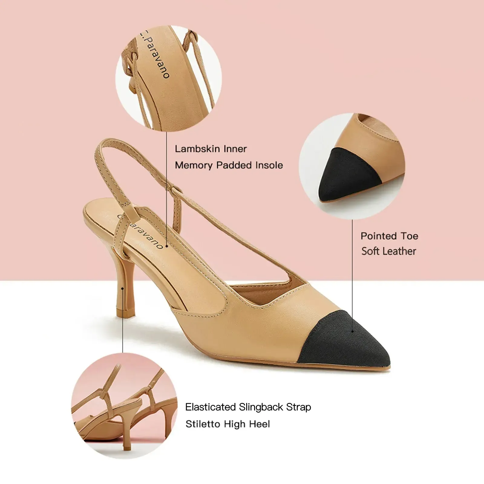 Pointed Toe Slingback Pumps (Helen)