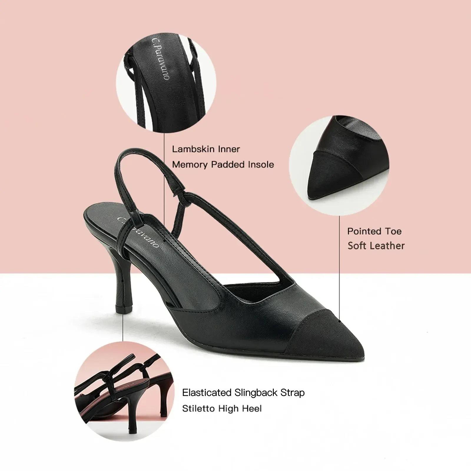 Pointed Toe Slingback Pumps (Helen)