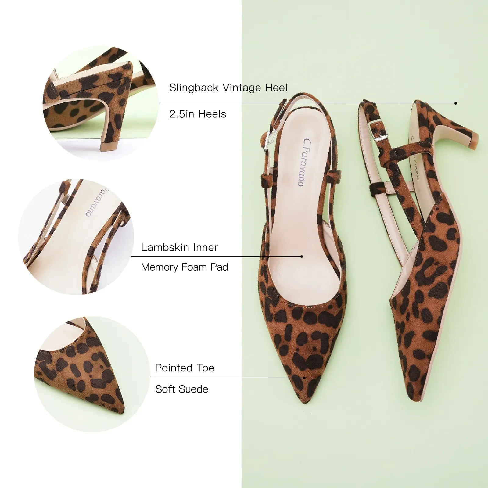 Pointed Toe Slingback Pumps (Helen)