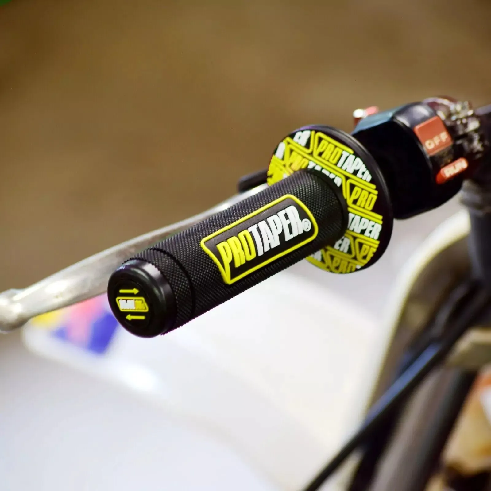 PROTAPER HANDLE GRIP for  ATV, BANSHEE 350, RAPTOR 700, YAMAHA DIRT BIKE-(YELLOW/BLACK)