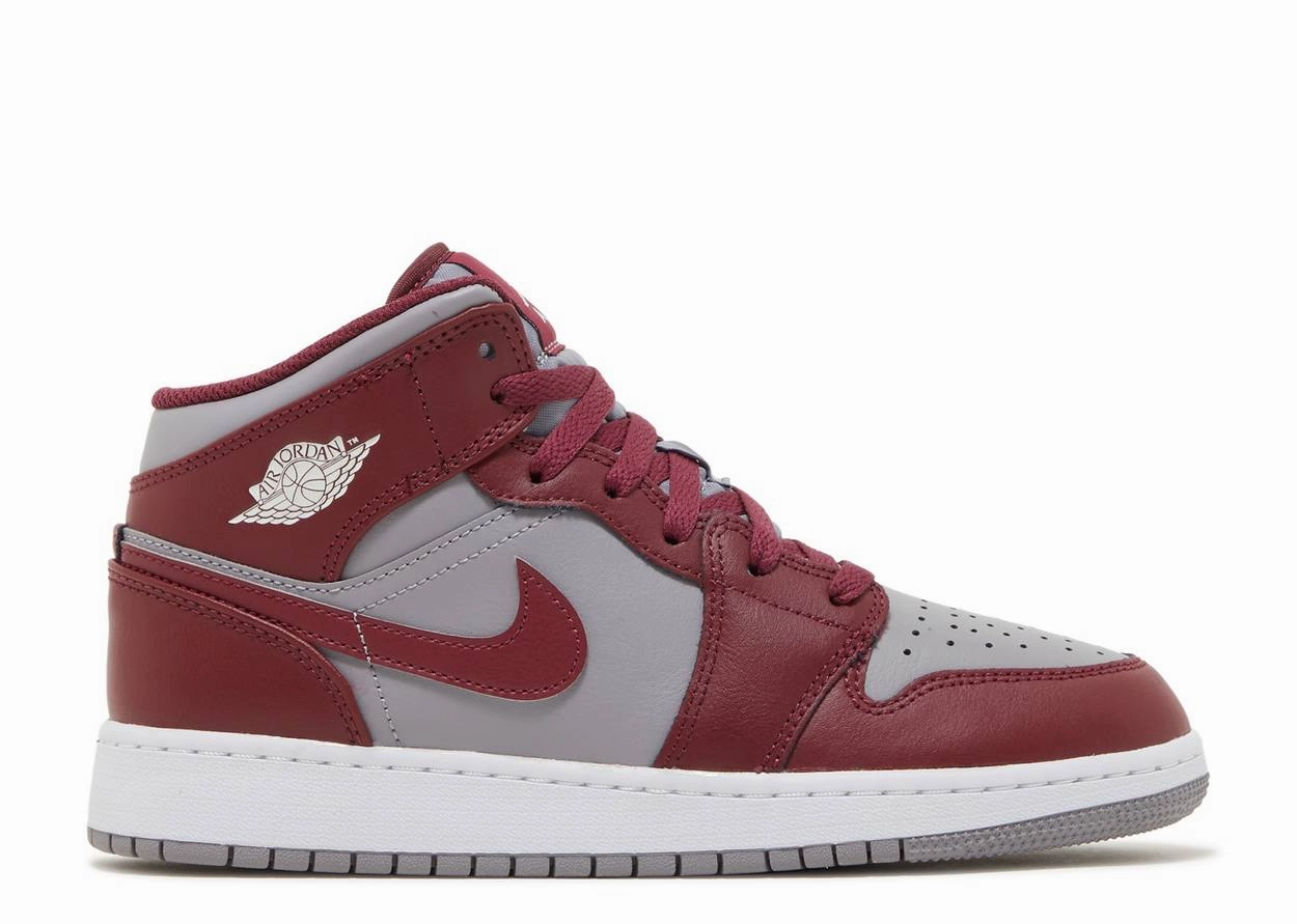 Jordan 1 Mid Cherrywood Red (GS) unisex running